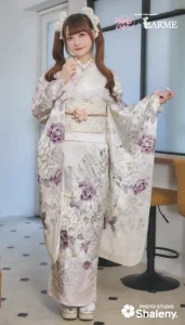 きゅるして×LARME(ラルム)の振袖-白ピンク|ハタチ記念の新作振袖ご紹介 KYU-006