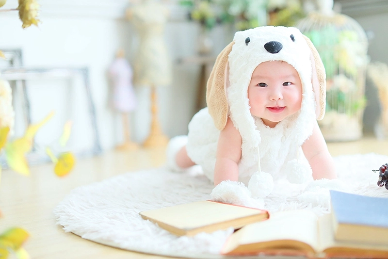 シャレニーの新生児・ニューボーン・お宮参り・ベビー・赤ちゃん撮影のポイント｜自然な表情で赤ちゃんの今しかない撮影できない写真を撮ろう！｜着ぐるみの写真